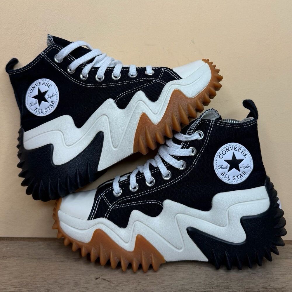 Converse Run Star Motion Hi platform women’s 6.5 shoes Black White Gum Honey